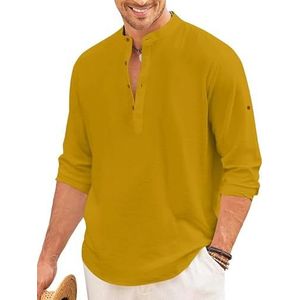 FINIVO FASHION Korte kurta voor heren van solide katoenmix met mandarijnkraag, casual etnische volledige arm, kurta voor dagelijks gebruik, feestelijkheid en vakantie, stijlvolle Indiase westerse