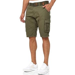 INDICODE Heren Monroe Cargo Shorts | Cargo korte broek met riem Army S
