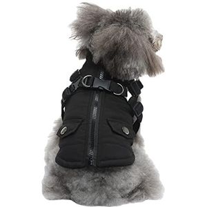 Gewatteerd vest hondenjack,Warm hondenvest met ritssluiting en harnas Winterjas voor kleine honden | Warme jassen met ritssluiting voor koud weer voor wandelende puppykatten Xiebro