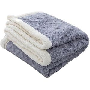 130X160cm Dikke Beddeken Winter Dubbele Dikke Lamswollen Deken Zwaargewicht Decoratieve Beddeken Bedsprei Op Bed(Lake Blue)