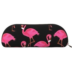 IguaTu Mooie roze flamingo's lederen potlood etui - cosmetische tas met gladde rits - munt tas - kantoor briefpapier organizer, Goud, Eén maat, Schooltas