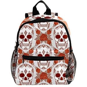 Boho Punk Gothic Skull Rose Bloem Leuke Mode Mini Rugzak Pack Bag, Meerkleurig, 25.4x10x30 CM/10x4x12 in, Rugzak Rugzakken