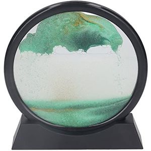 Diepzeezandlandschap Bewegend Zanddecor Ontspannende Kunstfoto 7 Inch Ronde Glazen Kap voor Kantoor (GREEN)