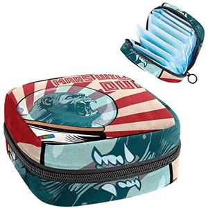 Periode Pouch Draagbare Tampon Opbergtas,Tampon Houder voor Portemonnee Vrouwelijke Product Organizer,Cartoon Spacemen Gorilla, Meerkleurig, 4.7x6.6x6.6 in/12x17x17 cm