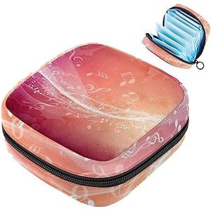 MUOOUM Aquarel Muziek Notities Maandverband Opbergtas Menstruatie Pad Tas Draagbare Menstruatie Cup Pouch met Rits voor Tiener Meisjes Vrouwen Dames