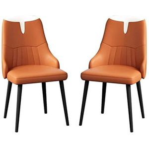 Eetkamerstoelen Nappa lederen eetkamerstoelen Set van 2 Keuken Woonkamer Lounge Barstoelen Stevige poten van koolstofstaal