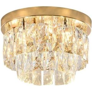 TOTLAC Kleine kristallen kroonluchter plafondinbouwlampen moderne gouden gang verlichting vintage kristallen plafondlamp rond chroom voor slaapkamer keuken