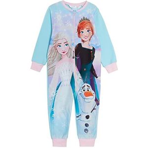 Disney Frozen 2 Onesie voor meisjes Pyjama Fleece All in One Kids Fleece Pjs Elsa Anna Loungewear met rits, Blauw, 7-8 Jaren