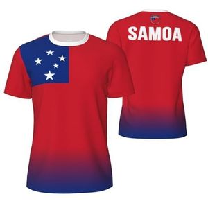 Sport Mesh T-Shirt Samoa Vlag voor Running Bike Voetbal Tennis Voetbal Fitness Tees 3D Gedrukt, Meerkleurig, S