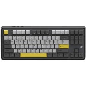 QPSJXN Mechanisch gamingtoetsenbord met drie modi met warmwisseling, RGB, voor laptop en tablet, bluetooth, draadloos, grijs (Gift Axis)