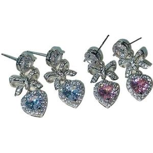 Spirituele knoop serie prinses knoop liefde oorbellen lichte luxe zoete schattige prinses stijl ins niche ontwerp gevoel (Color : Pink diamond)