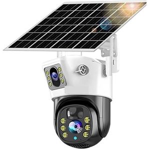 Bewakingscamera, 4K 8MP Dual Lens PTZ Solar Camera Outdoor Dual Screen Human Tracking Beveiliging Kleur Nachtzicht Bewakingscamera(Cam Free Gift 32GB)