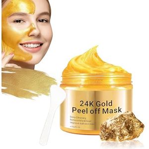 24K Gold peel-off-masker, anti-aging gezichtsmasker met collageen en hyaluronzuur, huidverstevigend, hydraterend, poriënreiniging en mee-eterverwijdering, voor alle huidtypes, 120 ml