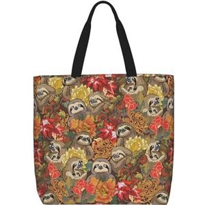 FRGMNT Groene Vis Print Tote Bag Voor Vrouwen, Casual Rits Tote Mode Schouder Handtas Hobo Tas Met Zakken, Grappige luiaards, Eén maat