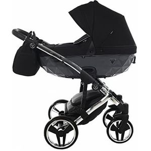 Nieuw! Originele Junama Diamond S-Line v2 combikinderwagen 4in1 Exclusive Prams (03 zwart - grijs)