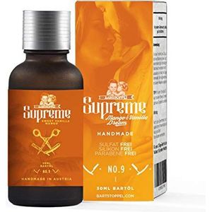 Baardolie Vanille Mango geur Bartstoppel® Supreme Mannen - dagelijkse baardverzorging - tegen roos - baardolie veganistisch - met ricinusolie voor baardgroei