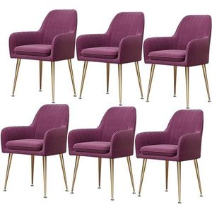 GEIRONV Fluwelen zitting eetkamerstoelen set van 6, for restaurant vergaderzaal stoelen met rugleuning en gewatteerde zitting keukenstoelen metalen poten fauteuil Eetstoelen (Color : Purple, Size :