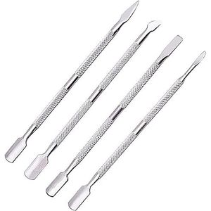 4 Stks Zilver Dual Ended Rvs Cuticle Pusher en Lepel Nail Cleaner Cuticle Remover Manicure Pedicure Nail Gereedschap 13cm/5.1 inch Cuticle Pushers