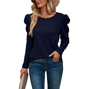 Mode verjaardag wafel print pure kleur T-shirt met lange mouwen XL