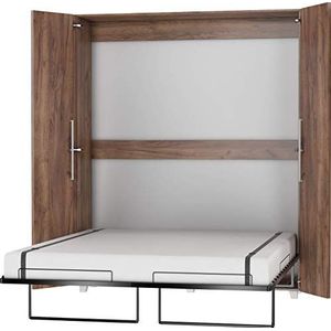 FurnitureByJDM Inklapbed 160x200 cm – Verticaal Wandbed – Ruimtebesparend Opklapbed in Kast – TEDDY (Craft Goud)