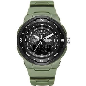 Digitale klok voor mannen, geïmporteerde kwartsbeweging van Japan, groot digitaal horloge, buitensporten, waterdichte LED-horloge,Army green