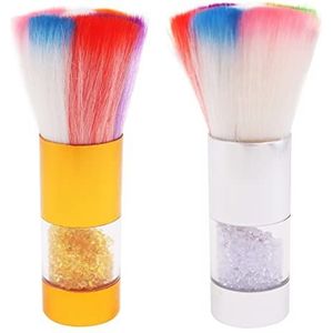 WANGCL 2 Pcs Nail Stofborstel Voor Acryl Nagels Kleurrijke Dip Poeder Remover Make-up Borstel Nail Dusting Borstel Nail Duster Borstel Nail Art Levert