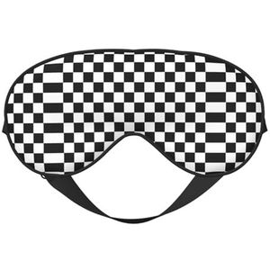 Zwart-wit geruit oogmasker met strepen, verduisterend oogmasker, uniseks, slaapooghoezen met verstelbare bandjes, reisoogmasker