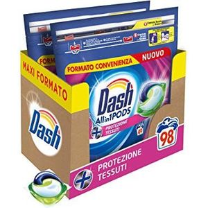 Dash Pods All in 1 wasmiddel in capsules, 98 wasbeurten (2 x 49), maxi-formaat, beschermt de vezels van kledingstukken, effectief ook bij lage temperaturen