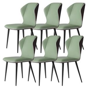Moderne eetkamerstoelen set van 6, leren keukenstoelen, woonkamerstoelen, eenvoudige lichte luxe stoel met metalen poten