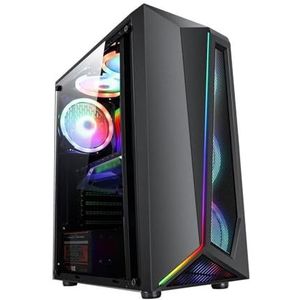 Mid-Tower Computerbehuizing ATX/M-ATX/ITX, Desktop Computerbehuizing, Gehard Glazen Zijpaneel Verticale GPU Beugel Ondersteuning Waterkoeling(Black)