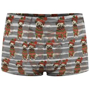 Grappige Kerstvakantie Pug Heren Boxer Slips Sexy Shorts Mesh Boxers Ondergoed Ademend Onderbroek Thong