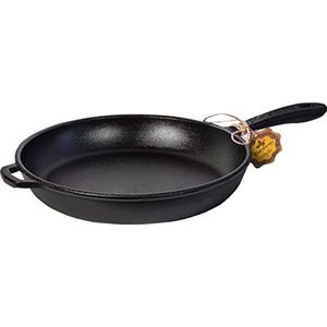 WDMT Maysternya™ braadpan, gietijzer, gietijzeren pan voor alle warmtebronnen, metalen handgreep, zwart (diameter 24 cm)