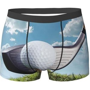 ZJYAGZX Golf Club Print Heren Zachte Boxer Slips Shorts Viscose Trunk Pack Vochtafvoerend Heren Ondergoed, Zwart, XL