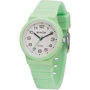 SINAR XB-18-3 Polshorloge voor kinderen, voor meisjes, analoog, kwarts, 10 bar, met siliconen armband, mint, munt, Klassiek