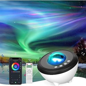 YunLone Sterrenprojector, galaxy-projector met 33 lampen, slimme wifi en Bluetooth-luidspreker, 8 witte geluidsmachines, IR-afstandsbediening, timer en nachtlampje
