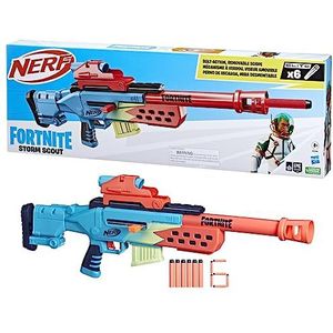 Nerf Fortnite Storm Scout Blaster, Nerf Scope, 6-Dart Clip, 6 Elite Nerf Darts, Bolt Action