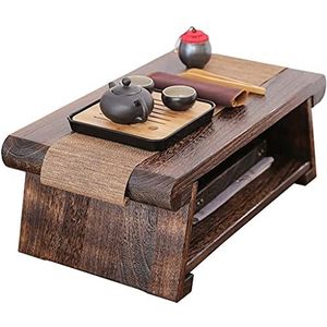 Bijzettafel, salontafel 2-laags met opbergplank, retro Japanse theetafel, Tatami-tafel voor woonkamer, erker (Color : Dark Brown, Size : 60 * 35 * 23cm)