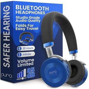 Puro Sound Labs JuniorJam Plus Draadloze Bluetooth-hoofdtelefoon met volumebegrenzing voor kinderen, veilig geluid met instelbaar on-ear design, 22-uurs batterij, ideaal voor tablets, smartphones en