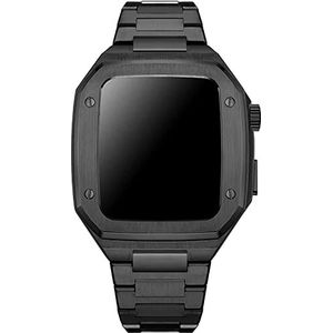 OFWAX 316L roestvrijstalen behuizing en band upgradekit, voor Apple Watch Series 8 7 6 5 4 SE, Mod Kit 44 45 mm metalen lunette militaire cover geïntegreerde armband voor mannen horlogeaccessoires,