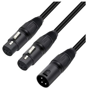 Evenwichtige XLR Y Splitter Kabel Microfoon Snoer-3Pin 1 Mannelijke Jack naar 2 Vrouwelijke XLR Plug Y Kabel 0.3M 0.5M (Color : Svart, Size : 0.5m)