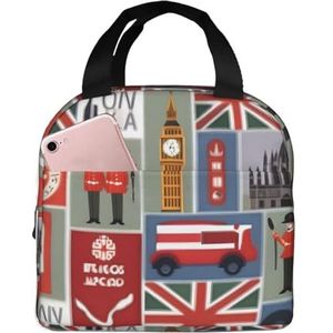 SUUNNY Engeland Symbolen Print Lichtgewicht Herbruikbare Geïsoleerde Lunch Tas Warmte Houden Reizen Lunch Tote Bag voor Werk