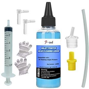 F-ink Printerkopreinigingsset compatibel voor HP Canon Epson Brother Lexmark Desktop Inkjet Printers, Reinigingsvloeistof voor Deblokkeren van printermondstuk - 100ml