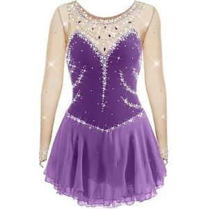 Nnnydjy Schaatsjurk Voor Meisjes Voor Kunstschaatsen Turnpakje Voor Dames Voor Ritmische Gymnastiek En Dans Glanzende Kristallen Wedstrijdkleding Voor Rolschaatsen En Kunstschaatsen,E,11_13Years
