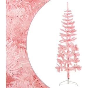 CBLDF Slanke Kunstmatige Halve Kerstboom met Standaard Roze 180 cm