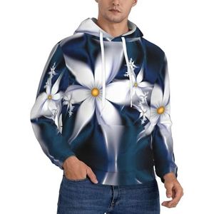 HKHLHLH Artistieke Daisy Bloemen Heren Winter Hoodie Dikke Fleece Gevoerde Trui Kangoeroe Pocket Comfort Fitt, Winter Sweatshirt, Zwart, 3XL