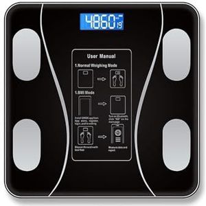Weegschaal Nauwkeurige Lichaamsvetweegschaal Digitale Badkamerweegschaal Vierkante Elektronische Weegschaal Personenweegschaal(Black)