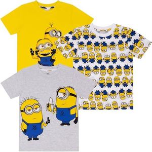 Minions/Verschrikkelijke ikke, 3-pack 100% Katoenen T-shirts met Korte Mouwen voor Kinderen, 3-4 Jaar: 104cm