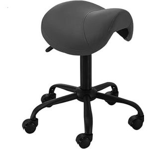 JAVPTAV Zadelstoel, zadelstoel 16 7/8-20 7/8 inch in hoogte verstelbare zadelstoelen kruk, lendensteun, spa-stoel leer, rollende ergonomische draaistoel voor winkel/thuis/kantoor (zwart, zonder