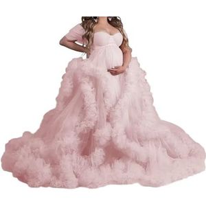 WSEYU Mouwloze tule zwangerschapsjurken voor vrouwen met bustier babyshower, zwangerschapsjurken, grote maten, Blozen, 32
