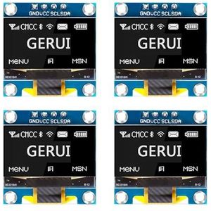4 stuks 0,96 inch OLED-displaymodule 128 x 64 pixels I2C display weergavemodule met I2C IIC seriële zelfoplichtend, compatibel met Arduino en Raspberry Pi (wit)